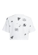 Brand Love Alloverprint Crop T-Shirt White/Black/Black 128