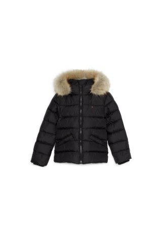 Essential Down Fur Hood Jacket Black 92