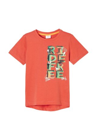 T-Shirt mit Frontprint Light Orange 92/98