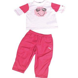 Langarmshirt + Sporthose Set Weiß/Pink 92
